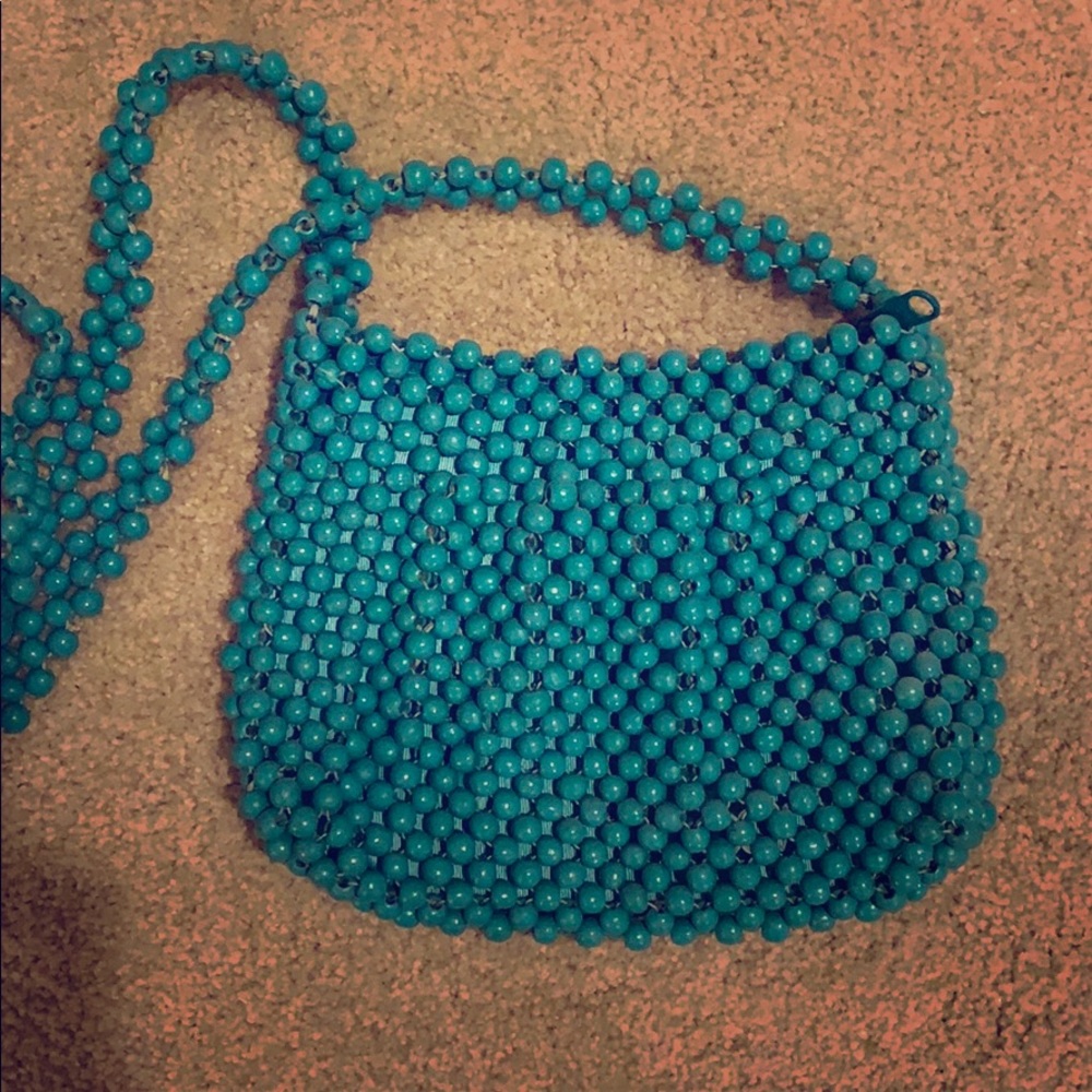 Vintage Wooden Turquoise purse!